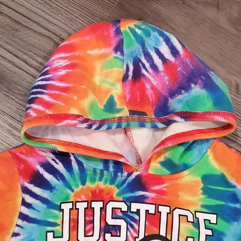 Justice Kellogg's Froot Loop Tie Dye Hooded Sweatshirt Size Small